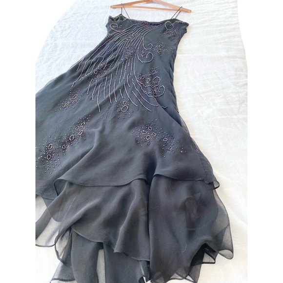 Jora Collection Silk Beaded Spaghetti Strap Formal Dress - Picture 6 of 16